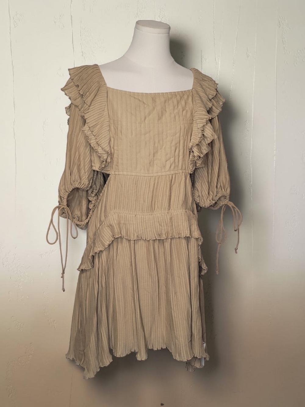 ASOS DESIGN - Size 14  Ruffled Square-Neck Mini Dress - Picture 5 of 9